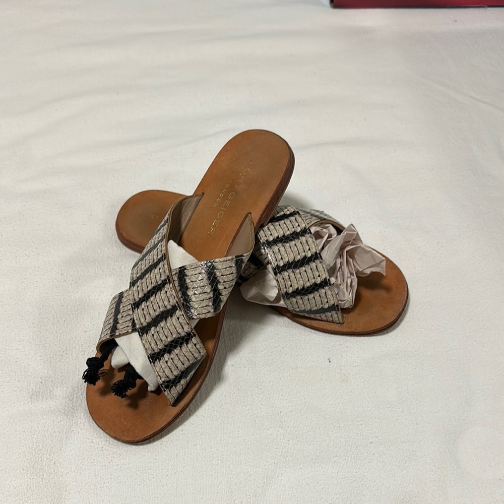 Kurt Geiger Tan and Black Sandals.   size 9